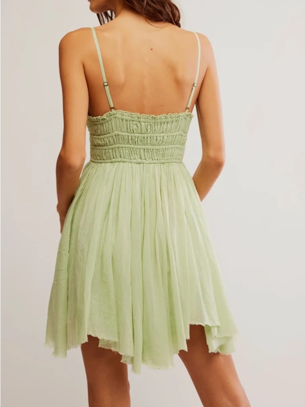NWT Free People FP One Delia Slip Green Mini Dress Size M - Picture 2 of 4